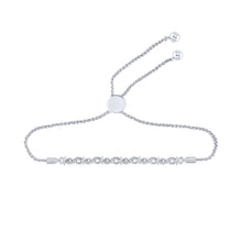  Sterling Silver Womens Round Diamond Infinity Bolo Bracelet 1/8 Cttw