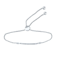  Sterling Silver Womens Round Diamond Bolo Bar Bracelet 1/10 Cttw
