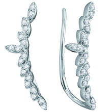  10k White Gold Womens Round Diamond Climber Earrings 1/4 Cttw