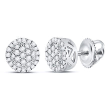  10k White Gold Womens Round Diamond Cluster Earrings 1/6 Cttw