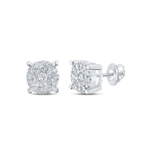  10k White Gold Womens Round Diamond Cluster Earrings 1/3 Cttw
