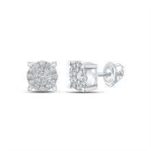  10k White Gold Womens Round Diamond Cluster Earrings 1/2 Cttw
