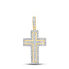 10k Yellow Gold Womens Round Diamond Cross Pendant 1 Cttw