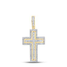  10k Yellow Gold Womens Round Diamond Cross Pendant 1 Cttw