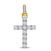 10k Yellow Gold Mens Round Diamond Cross Charm Pendant 1/8 Cttw