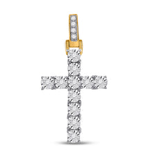  10k Yellow Gold Mens Round Diamond Cross Charm Pendant 1/8 Cttw