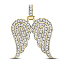  10k Yellow Gold Mens Round Diamond Angel Wing Charm Pendant 5/8 Cttw
