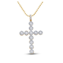  10k Yellow Gold Mens Round Diamond Cross Charm Pendant 5/8 Cttw