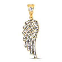  10k Yellow Gold Mens Round Diamond Angel Wing Charm Pendant 1/2 Cttw