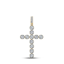  10k Yellow Gold Mens Round Diamond Cross Charm Pendant 1/3 Cttw