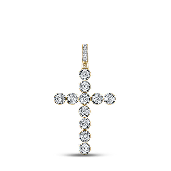 10k Yellow Gold Mens Round Diamond Cross Charm Pendant 1/3 Cttw