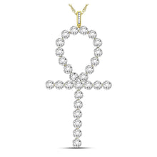  10k Yellow Gold Mens Round Diamond Ankh Cross Charm Pendant 3/4 Cttw