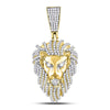 10k Yellow Gold Mens Round Diamond Lion Charm Pendant 1-1/3 Cttw