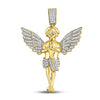 10k Yellow Gold Mens Round Diamond Angel Charm Pendant 3/8 Cttw