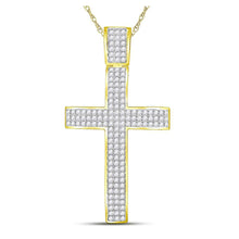  10k Yellow Gold Mens Round Diamond Cross Charm Pendant 2-1/2 Cttw