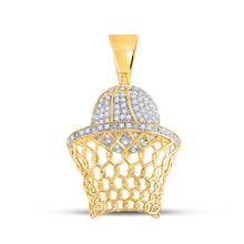  10k Yellow Gold Mens Round Diamond Basketball Hoop Net Charm Pendant 3/4 Cttw
