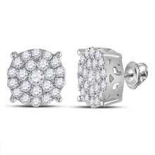  14k White Gold Womens Round Diamond Cluster Earrings 2 Cttw