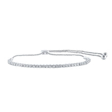  14k White Gold Womens Round Diamond Bolo Bracelet 1 Cttw
