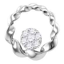  10k White Gold Womens Round Diamond Circle Cradled Cluster Pendant 1/4 Cttw