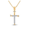 10k Yellow Gold Mens Round Diamond Nail Cross Charm Pendant 3/8 Cttw