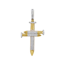  10k Yellow Gold Mens Round Diamond 3 Nail Cross Charm Pendant 3/4 Cttw