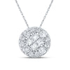 14k White Gold Womens Princess Diamond Fashion Cluster Pendant 1/2 Cttw