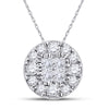 14k White Gold Womens Princess Diamond Fashion Cluster Pendant 1/4 Cttw