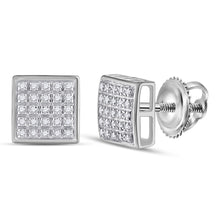  10k White Gold Round Diamond Square Earrings 1/6 Cttw