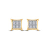 10k Yellow Gold Round Diamond Kite Square Earrings 1/5 Cttw