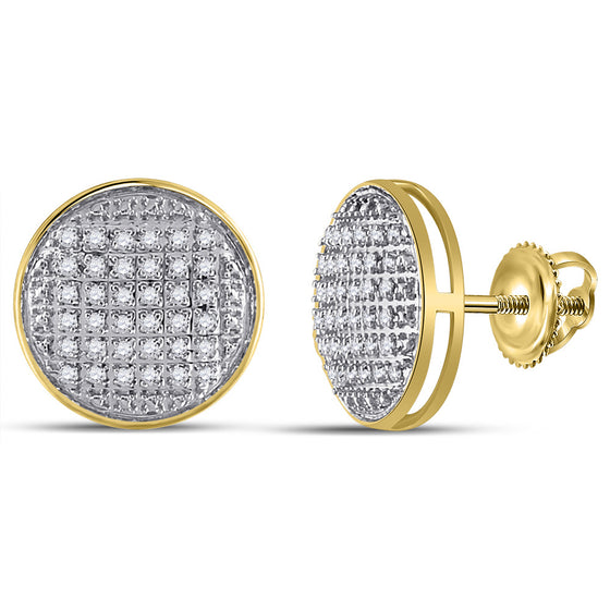 10k Yellow Gold Round Diamond Circle Earrings 1/5 Cttw