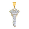 10k Yellow Gold Mens Diamond Key Charm Fashion Pendant 5/8 Cttw