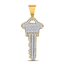 10k Yellow Gold Mens Diamond Key Charm Fashion Pendant 5/8 Cttw