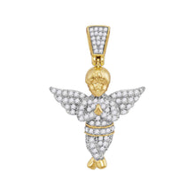  10k Yellow Gold Mens Round Diamond Angel Charm Pendant 1/2 Cttw
