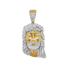  10k Yellow Gold Mens Round Diamond Jesus Face Charm Pendant 7/8 Cttw