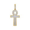 10k Yellow Gold Mens Round Diamond Ankh Cross Charm Pendant 1/3 Cttw