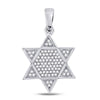 10k White Gold Mens Round Diamond Star Magen David Jewish Charm Pendant 1/5 Cttw