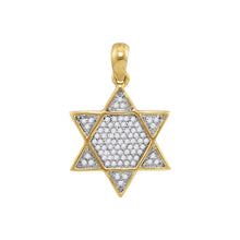  10k Yellow Gold Mens Round Diamond 6-Point Star Magen David Charm Pendant 1/5 Cttw