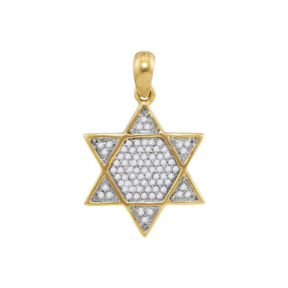 10k Yellow Gold Mens Round Diamond 6-Point Star Magen David Charm Pendant 1/5 Cttw