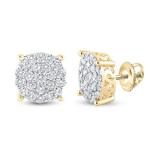 14k Yellow Gold Womens Round Diamond Cluster Earrings 1-1/2 Cttw