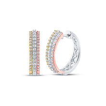  10k Tri-Tone Gold Womens Round Diamond Hoop Earrings 1/2 Cttw