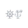 10k White Gold Womens Round Diamond Anchor Wheel Stud Earrings 1/10 Cttw