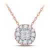 14k Rose Gold Womens Princess Round Diamond Cluster Pendant 1/4 Cttw
