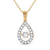 10k Yellow Gold Womens Round Diamond Moving Twinkle Teardrop Pendant 1/3 Cttw