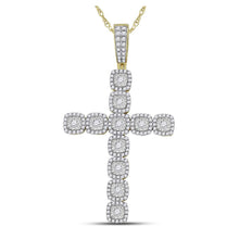  14k Yellow Gold Mens Round Diamond Cross Charm Pendant 2 Cttw