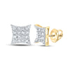 10k Yellow Gold Round Diamond Square Earrings 1/10 Cttw