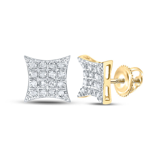10k Yellow Gold Round Diamond Square Earrings 1/10 Cttw