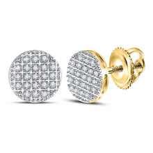  10k Yellow Gold Round Diamond Circle Cluster Earrings 1/6 Cttw