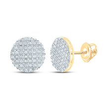  10k Yellow Gold Round Diamond Circle Earrings 1/4 Cttw