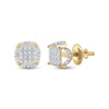 10k Yellow Gold Round Diamond Circle Cluster Earrings 1/5 Cttw