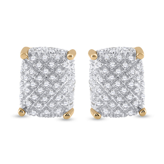 10k Yellow Gold Round Diamond Cluster Earrings 1/3 Cttw